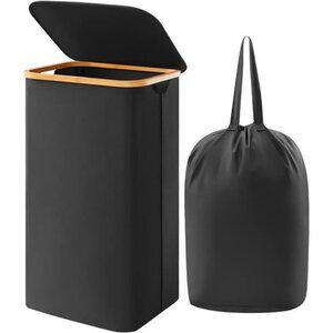 100L Laundry Basket with Lid, Clothes Hampers for Laundry with Bamboo Handles